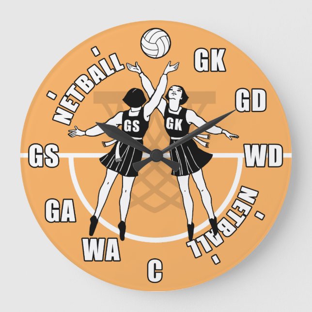 Netball-Spieler, Netball Große Wanduhr (Vorderseite)