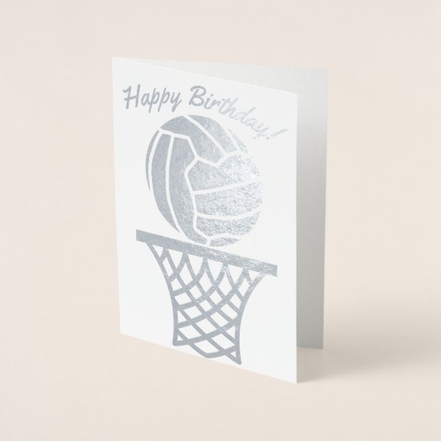 Netball Themed Ball Design Happy Geburtstag Folienkarte (Vorderseite)