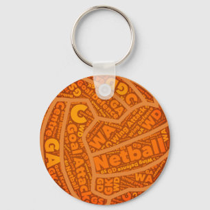 Netball Themed Orange Ball Design Schlüsselanhänger