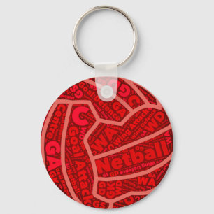 Netball Themed Red Typografy Ball Design Schlüsselanhänger