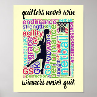 Netball-Zitat für motivierend Sprichwort-Player-Po Poster