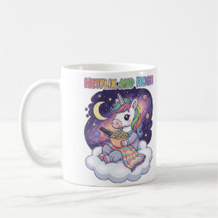 Netflix und Neigh Unicorn Cartoon Kaffeetasse