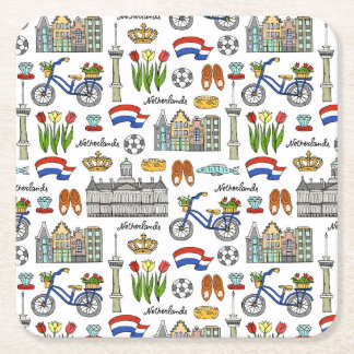 Netherland-Doodle-Muster Rechteckiger Pappuntersetzer