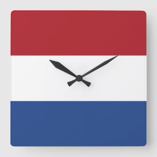 Netherlands Flag Quadratische Wanduhr