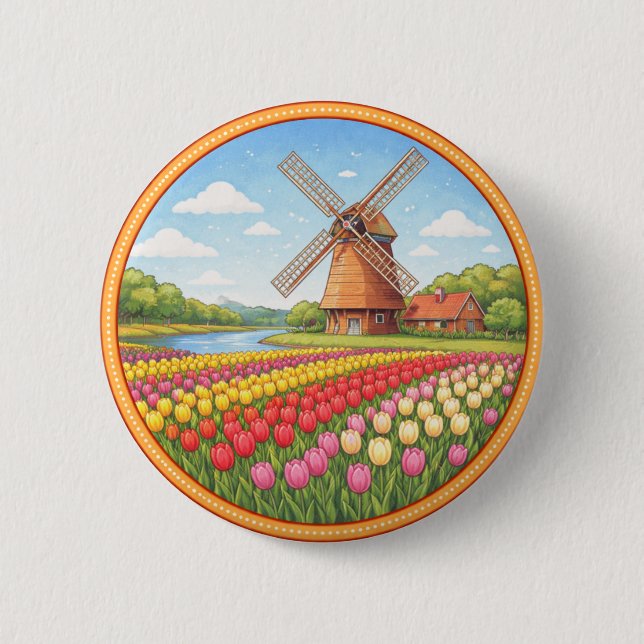 Netherlands' Flowers Fields Button (Vorderseite)