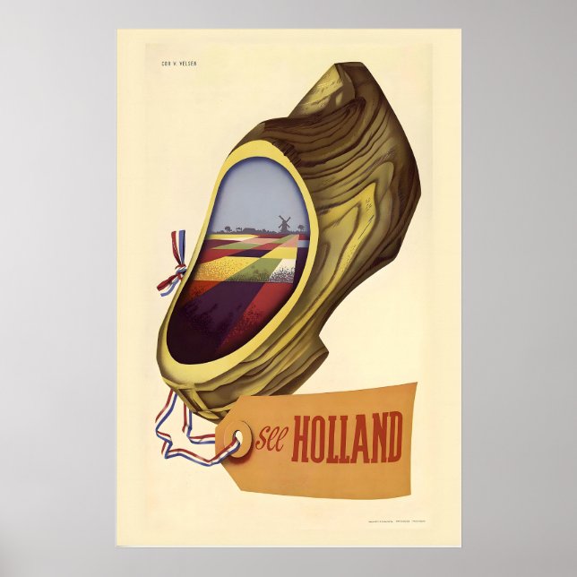 Netherlands Holland Dutch Amsterdam Vintage Travel Poster (Vorne)