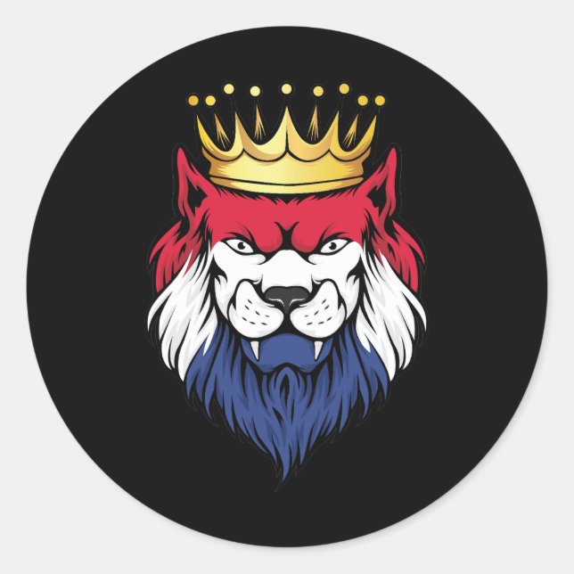 Netherlands Lion King Flag Runder Aufkleber (Vorderseite)