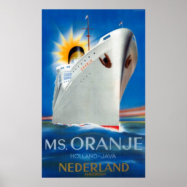 Netherlands Vintage Travel Poster restauriert (Vorne)