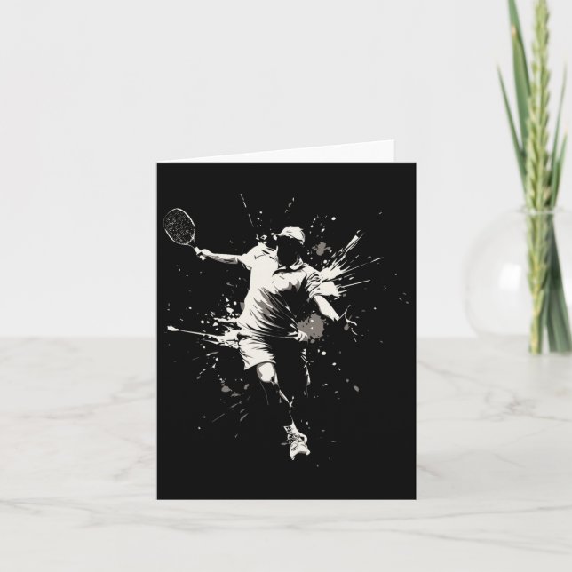 Netll Court Game Paint Splash Dminton Player Boy Karte (Vorderseite)
