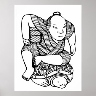 Netsuke Original zeichnend Poster