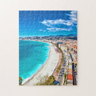 Nett, Frankreich-Küstenlinien-Aquarell Puzzle