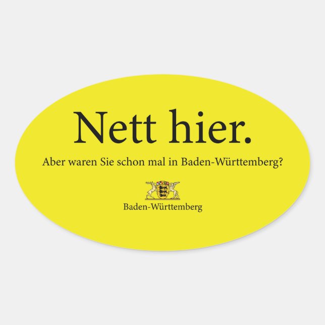 nett hier baden württemberg ovaler aufkleber (Vorderseite)