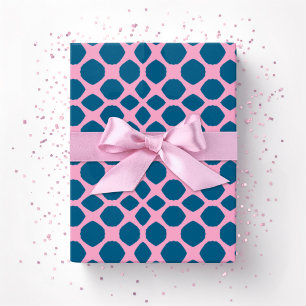 Netta Twist Gitter in Rosa und Tief-Aqua Geschenkpapier