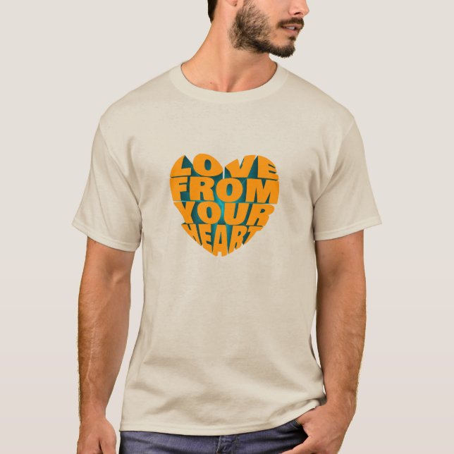 Nette 3D-Textdesign-Liebe aus dem Herzen T-Shirt (Vorderseite)