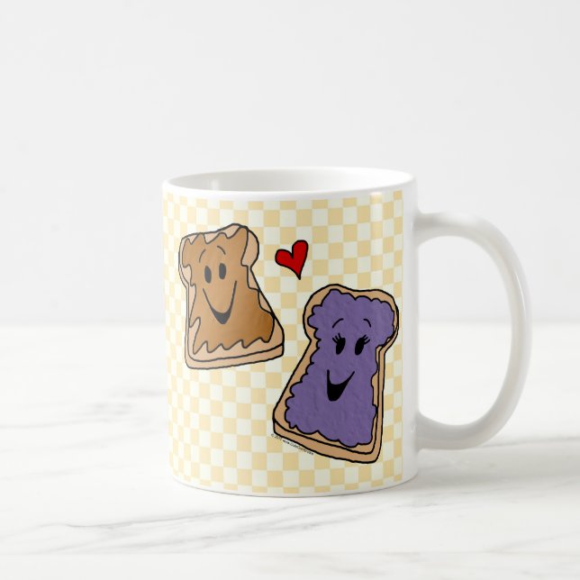 Nette Erdnussbutter-und Gelee-Cartoon-Freunde Tasse (Rechts)