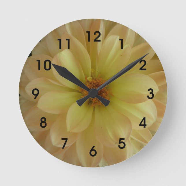 Nette gelbe Blumen-Uhr Runde Wanduhr (Vorderseite)