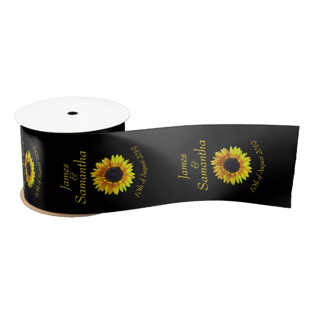 Nette helle gelbe Sonnenblume - Satinband (Spule)