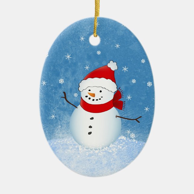 Nette Schneemann-Verzierung Keramikornament (Vorne)