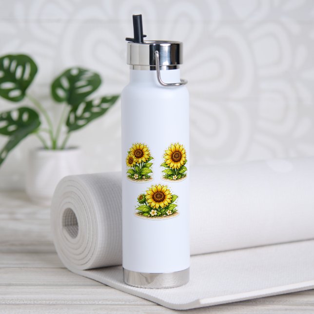 Nette Sonnenblume Wasserfarbe Wasserflasche Trinkflasche (Yoga (gedreht)