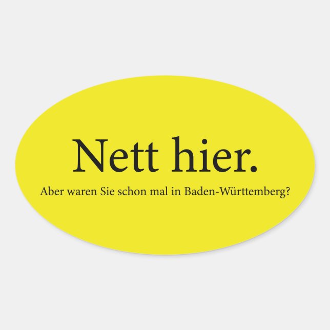 Netter hier ovaler aufkleber (Vorderseite)