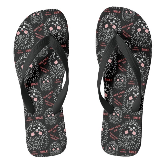 Netter Igel. Cooles Bild- und Textmuster Flip Flops (Fußbett)