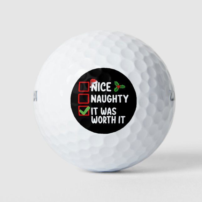 Netter Naughty, es lohnt sich Weihnachten Golfball (Vorderseite)