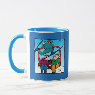 Netter Sprung Cartoon Skifahrer Tasse