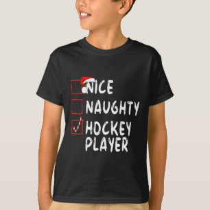 Netter Ungezogener Hockeyspieler Weihnachten Santa T-Shirt