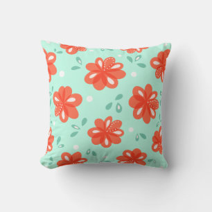 Nettes dekoratives grünes rotes Blumenmuster Kissen