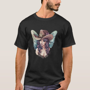 Nettes Feengesicht mit Flügeln und Cowboyhut-Outfi T-Shirt