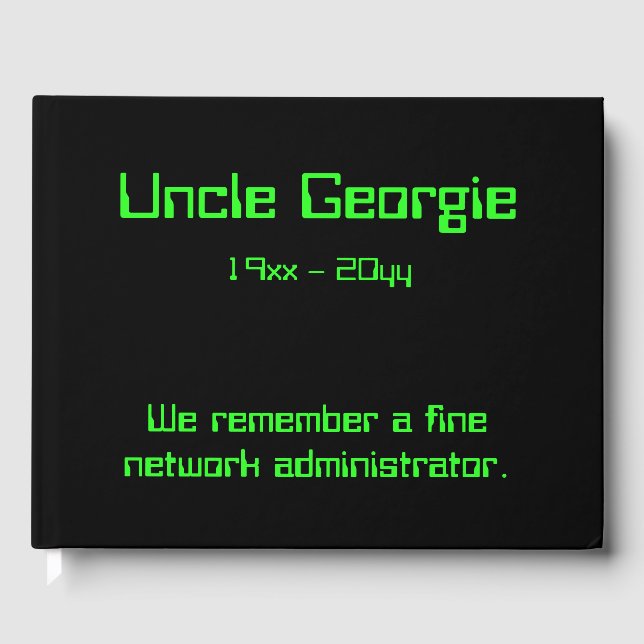 Network Administrator Condolences Guestbook Gästebuch (Vorderseite)