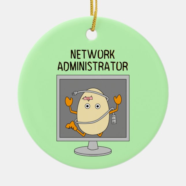 Network Administrator Egghead Keramik Ornament (Vorne)
