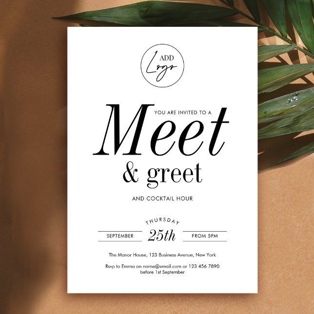 Networking Meet & Greet Minimalistisch Business-Lo Einladung (Minimalist meet & greet business invitation for networking event, featuring fully editable design)