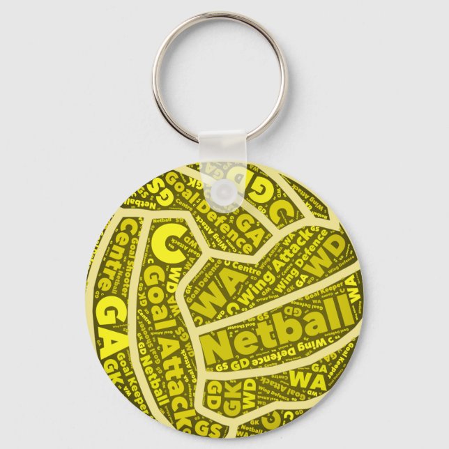 Netzball Themed Yellow Typografie Ball Design Schlüsselanhänger (Vorderseite)
