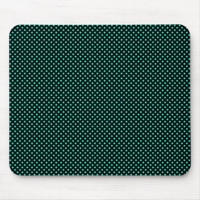 Netzmuster Schwarz mit Türkis Mousepad (Vorne)