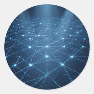 Netzwerk-Gitter – Klassische digitale Netzwerkkuns Runder Aufkleber