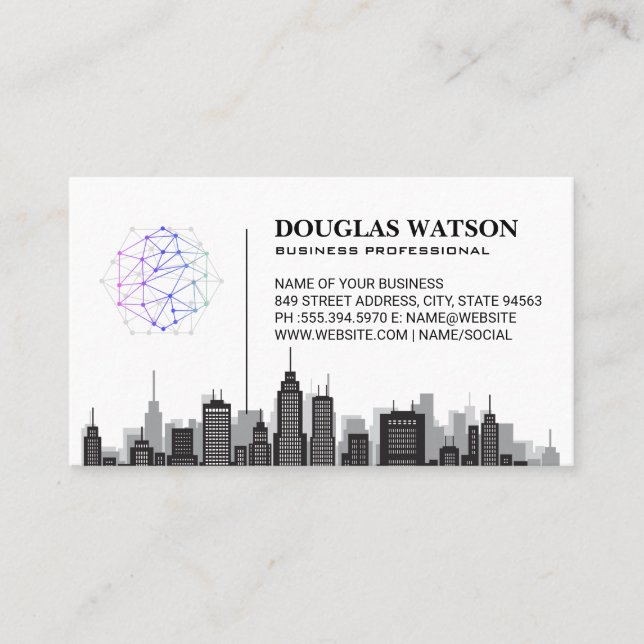 Netzwerk-Logo | City Skyline Visitenkarte (Vorderseite)