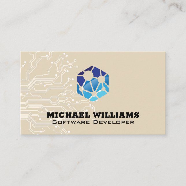 Netzwerk-Logo | Rundschaltung | Techniker Visitenkarte (Vorderseite)