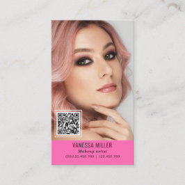 Netzwerk QR Code Make-up Künstler Vertikal Foto Bu Visitenkarte