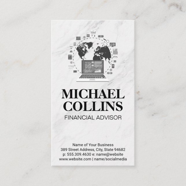 Netzwerk | Weltkarte für Datenanalytiker Visitenkarte (Vorderseite)