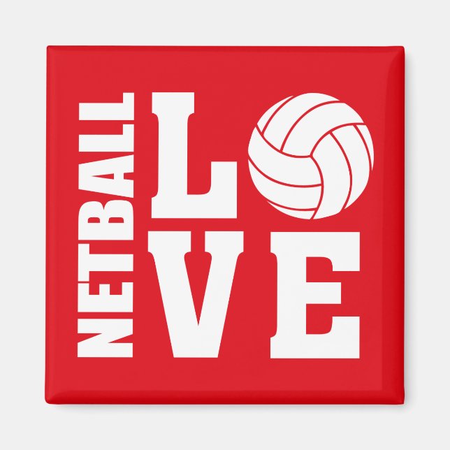 Netzwerkspieler, Red Netball Liebe Magnet (Vorne)