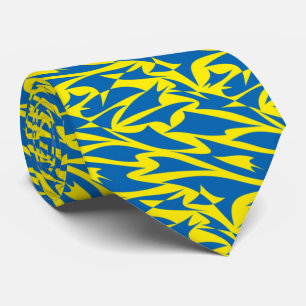 Neu Abstrakter Geo Azure Blue & Yellow Krawatte