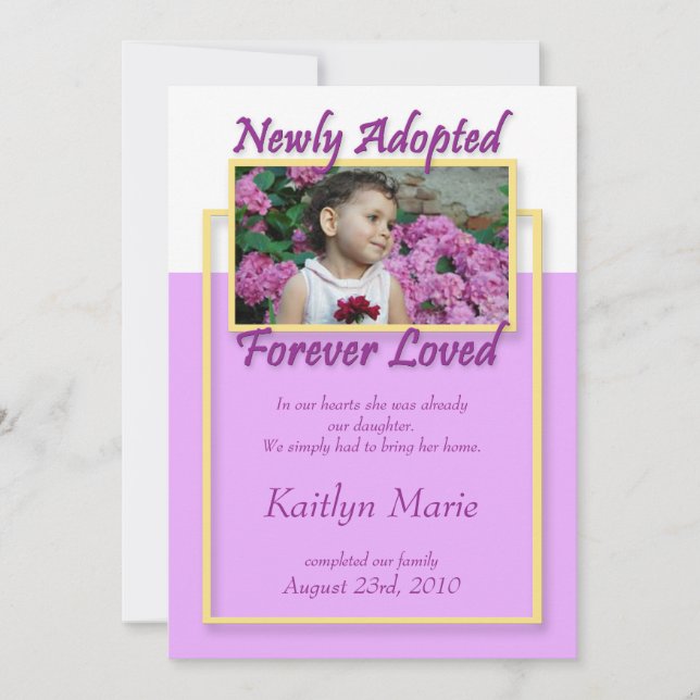 Neu Adoptiert, Forever Loved ~ Ankündigungen (Vorderseite)