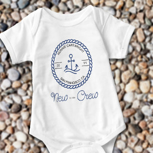 Neu an Bord Nautical Blaues Bootsanker Custom Baby Strampler