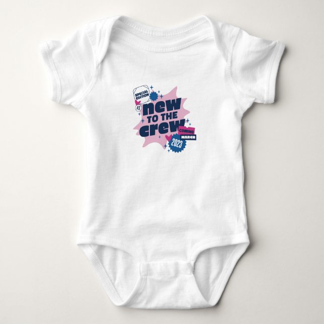 Neu an der Crew Baby Ankündigung Strampler (Vorderseite)