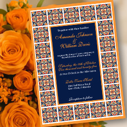 Neu besuchte mexikanische Folk Art Fliesen Wedding Einladung