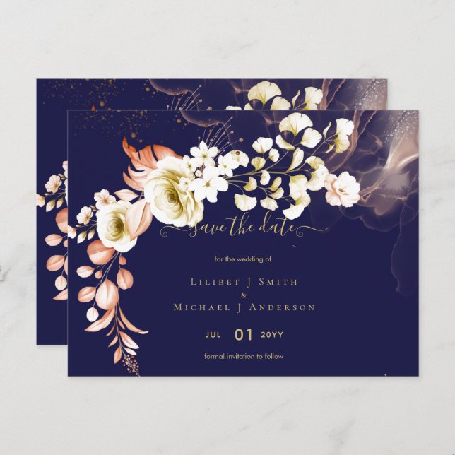NEU! Boho Floral Wedding Rett Dates Postkarte (Vorne/Hinten)