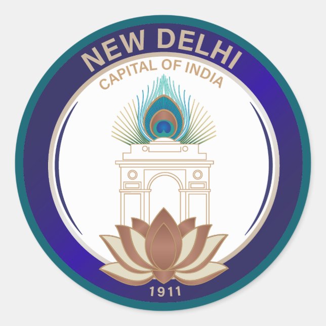 Neu-Delhi Indien Runder Aufkleber (Vorderseite)