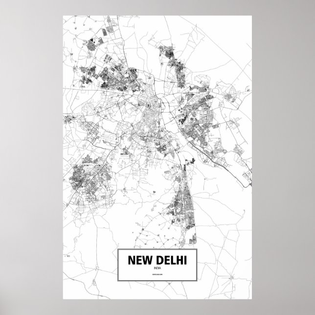 Neu-Delhi, Indien (schwarz auf weiß) Poster (Vorne)