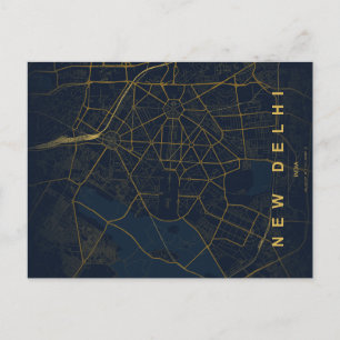 Neu-Delhi Indien Stadtplan Gold Minimalistisches D Postkarte